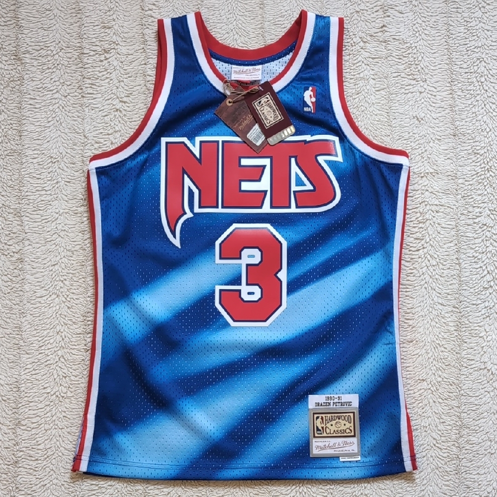 NJ Nets Petrovic Jersey NWT Mitchell & Ness HWC Swingman Official NBA Men's S